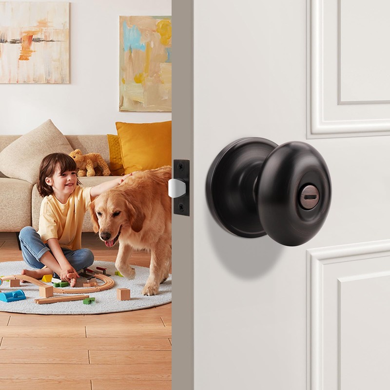 Gobrico 2 Pack Oval Oil Rubbed Bronze Door Knobs, Privacy