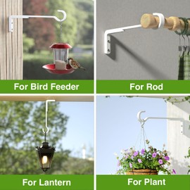 8 Inch 2 Pack White Heavy Duty Outdoor Plant Hangers for Hanging Baskets, Iron Hanging Plant Brackets for Hanging Plants Outside, Metal Plant Hooks Plant Wall Hooks for Hanging Lantern, Bird Feeder