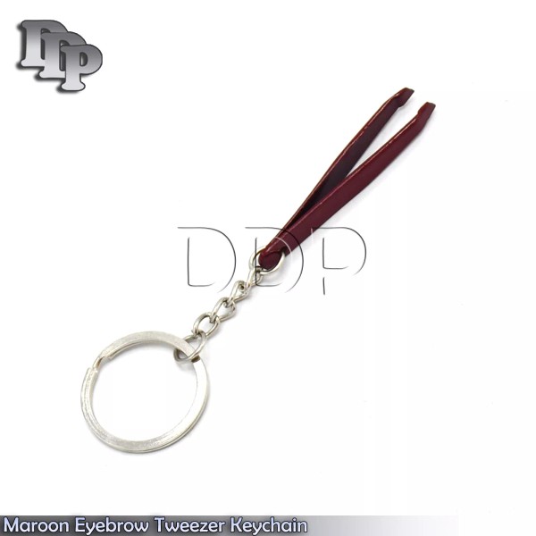 DDP Eyebrow Tweezer Maroon Color Key Chain Dental Instruments