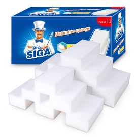 MR.SIGA Multi-Functional Eraser Sponge, Magic Cleaning Pads for Kitchen Household Cleaning, 12 Count, Size 4.7" x 2.4" x 1.2"
