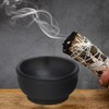 MaMeMi Round Soapstone Incense Bowl in Black [Fireproof Diameter 10
