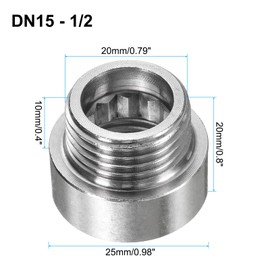 uxcell 2pcs Shower Head Extension Arm 20mm(0.8") Length 201 Stainless Steel Shower Head Extender Straight Pipe Fitting Pipe Extension with PTFE Tape for Bathroom, Silver Tone