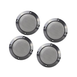 Hihaha 4pcs 4 Inch Metal Glossy Audio Speaker Cover Mesh Subwoofer Grill Horn Guard Decorative Circle Grille Protector Black for Car Replacement Durable Material