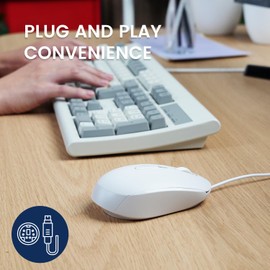 Perixx PERIMICE-222PW Wired PS/2 Optical Mouse - Long 5.9 Ft Cable - Optical 1200/1600/2000 DPI Design - White