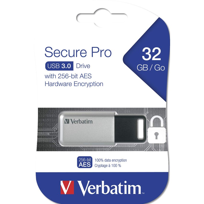 Verbatim 98665 Flash Drive with AES 256 Hardware Encryption, 32