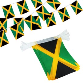 Anley Jamaica String Flag Pennant Flags, Patriotic Events 6th of August Independence Day Decoration Sports Bars - 33 Feet 38 Flags