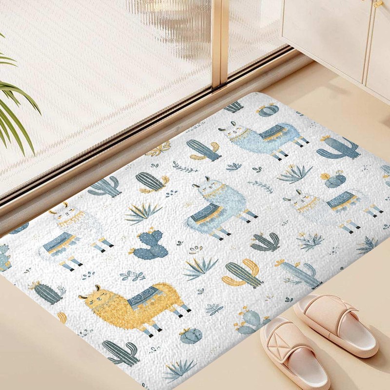 4 Pcs Cute Llama Bathroom Decor, Funny Alpaca Cactus Cartoon