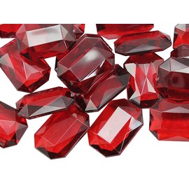 25 x 18 mm rojo CH17 octágono acrílico pirata tesoro gemas joyas de plástico para fiestas y juegos, dispersión de mesa, rellenos de jarrón, decoración de boda, piedras preciosas, 40 piezas