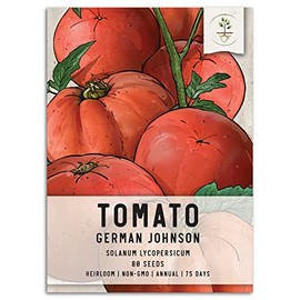 Seed Needs, German Johnson Tomato Seeds - 80 Heirloom Seeds for Planting Solanum lycopersicum - Non-GMO & Untreated Indeterminate Variety to Plant an Outdoor Vegetable Garden (1 Pack)