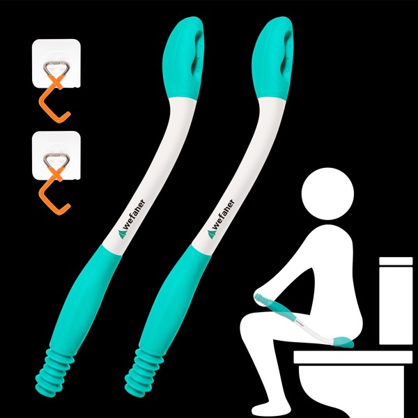 Toilet Aids Wiping Long Reach （2 Pack） Comfort Wipe Wand Bottom Buddy Toilet Self Tissue Aids for Toileting, Self Help Wipe Butt for Fat People，Limited Mobility,Elderly, Pregnancy,with hooks.