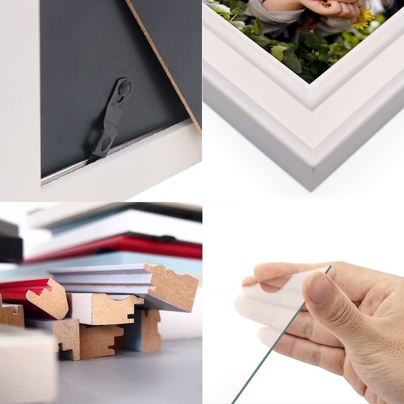 Double 4x4 Wood Photo Frame, Hinged Picture Frames, with Glass