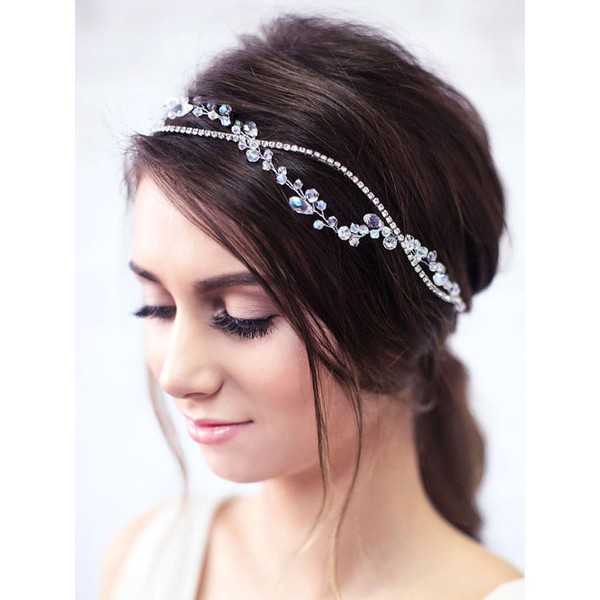 Yean Crystal Bride Wedding Hair Vine Silver Rhinestone Bridal Hair Piece Hair Accessories for Women and Girls