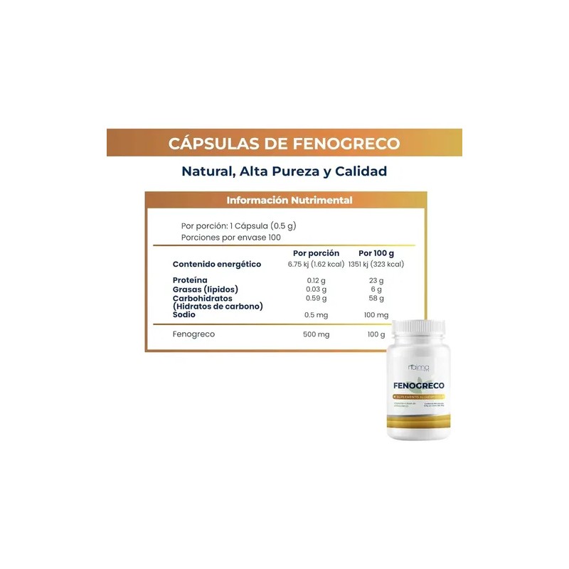 Fenogreco 500mg - 100 Cápsulas Por Frasco