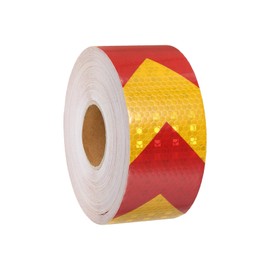 MECCANIXITY Reflective Tape, 2 Inch x 82 ft Self-Adhesive Trailer Reflector Tape Waterproof Warning Safety Sticker Night Reflectors Arrow Tape for Bikes, Yellow-red