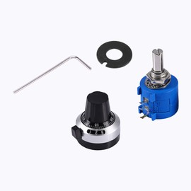 YUMILI 10K Ohm Potentiometer, 3590S-2-103L 10 Speed Rotary Wire Precision Potentiometer Kit, Multi-Gang Wire Potentiometer with Button, Rotation Counter Knob Set