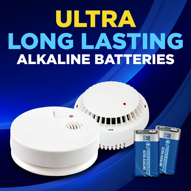 Powermax 8-Count 9V Batteries, Ultra Long Lasting Alkaline Battery for