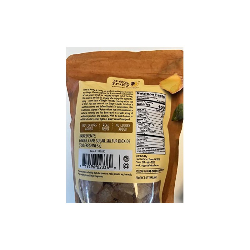 Nutty & Fruity Ginger Chunks Dried Non Crystallized (Pack of