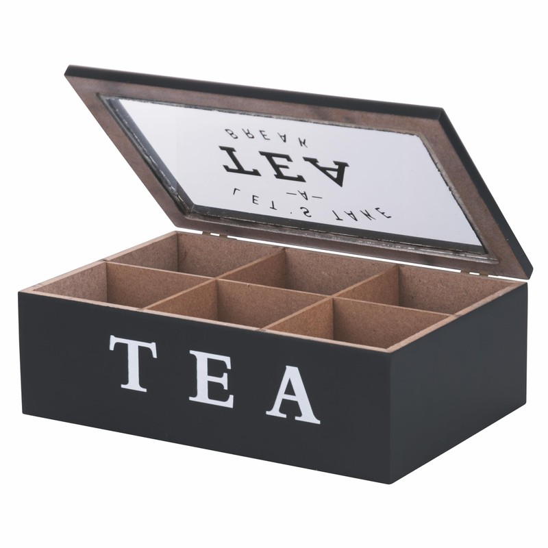 Sibilla Tea Box with 6 Compartments, Black