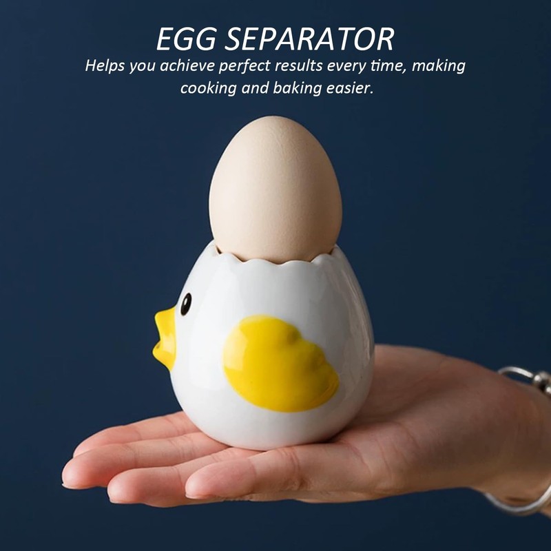1 Yellow Chick Ceramic Egg Separator, Kitchen Baking Tool, Egg