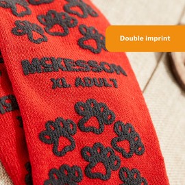 McKesson Terries Slipper Socks, Non-Slip Grip Socks, Red, Adult Shoe 7 1/2 to 10, 1 Pair
