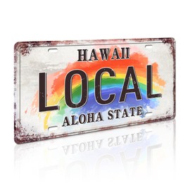 Retro Vintage Hawaiian License Plate - Aloha Hawaii State Metal Tin Sign for Home Decor Wall Plaque 12x6 Inch (LOCAL)