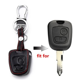 Happyit Leather Car Key Cover Button Remote Key