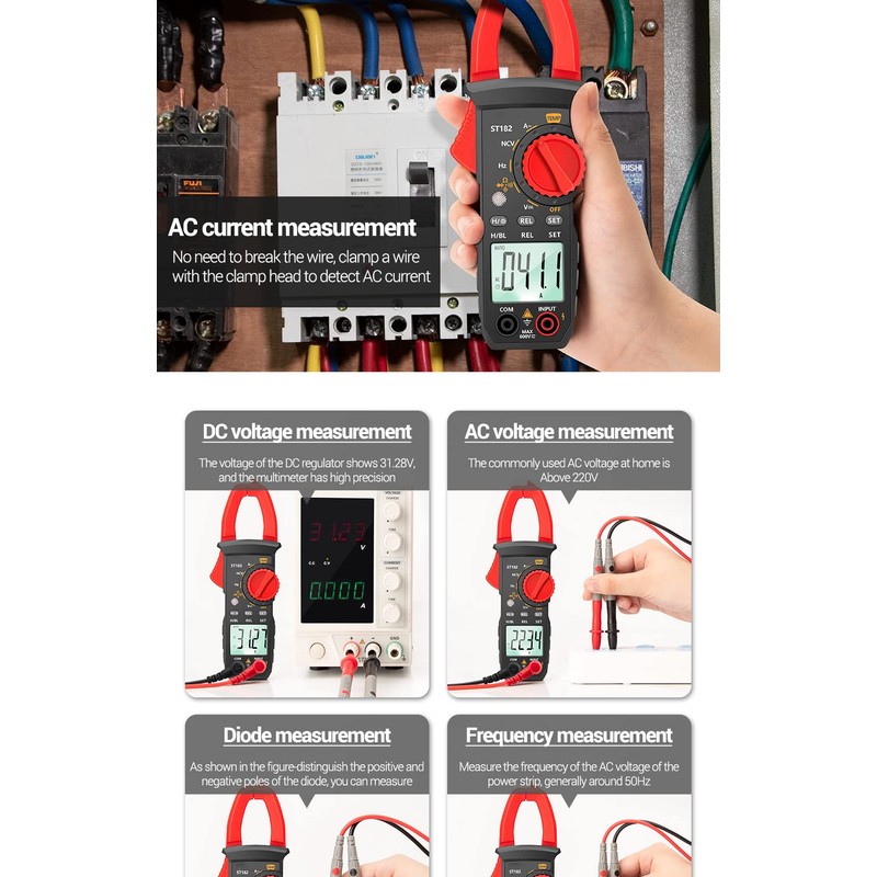 Fasizi Digital Clamp Meter AC Current Multimeter DC/AC Voltage Ammeter