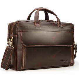 STAR VISTA Sforza Large 18" Laptop Messenger Bag, Full Grain Leather Briefcase for Men, Business Travel, YKK Zippers and Brass Hardware, Fits 17.3" Laptop