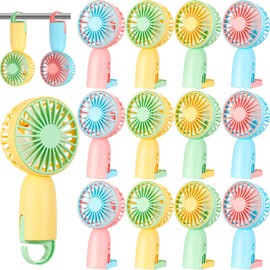12 Pcs Mini Handheld Fan With Carabiner Bulk Small Personal Desk Hanging Fans For Face USB Rechargeable Makeup Eyelash Dryer Airflow Summer Birthday Party Gifts For Home Office Hiking Travel Camping