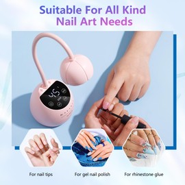 Makartt UV LED Nail Lamp - Gooseneck UV Light for Gel Nails Cherie Cordless USB 24W Nail Dryer Gel Lamp with 4 Times & Auto Sensor Professional Fast Flash Curing Nail UV Light for Gel Polish Nail Art