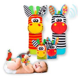 Calcetas Sonajeras y Muñequeras para Bebé – Juguetes Sensoriales de Estimulación Temprana con Sonidos, Texturas y Colores, Set de Pulseras y Calcetines para Niños y Niñas Recién Nacidos | SAYCHEESE