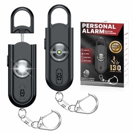 Softvox Personal Safety Alarm Keychain for Women 2PCS -130 dB Loud Siren with SOS Strobe Light, Flashlight, Double Speakers, Safe Defense Key Chain for Girls Kids Elders Emergency Call