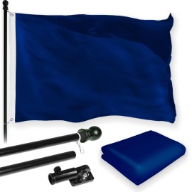 UD_G128 Combo Pack: 5 Ft Tangle Free Aluminum Spinning Flagpole (Black) & Solid Blue Color Flag 2x3 Ft, LiteWeave Pro Series Pri