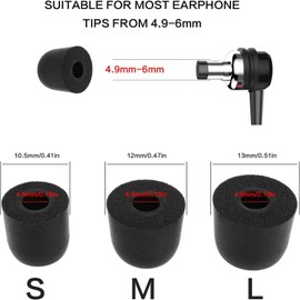 9 Pairs of Memory Foam Ear Tips Earphone Buds Noise Isolation Earbuds Eartips Replacement for 4.9mm Headphone 3 Sizes S/M/L (4.9mm)