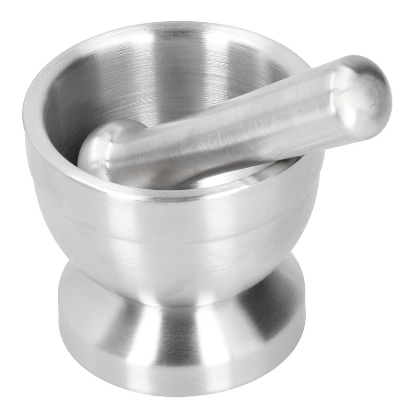 Mortar Pestle Set Stainless Steel Manual Garlic Press Grinder Crusher