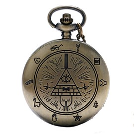 CokinkiDs Men's Pocket Watch Vintage Bronze Cartoon Steampunk Pocket Watch, Bill Cipher, Dies: