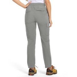 TBMPOY Women's Hiking Cargo Pants Lightweight Water Resistant Quick Dry Fishing Camping Travel Work Pant with 6 Pockets Medium Grey M