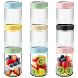 Suclain 9 Pcs Mason Jars with Lids Airtight Overnight Oats Containers Glass Storage Jars for Breakfast Lunch and Leftovers Salad Meal Prep Container for Food Storage Mush Chia Pudding (16 oz)