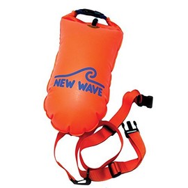 New Wave Swim Buoy for Open Water Swimmers and Triathletes - Light and Visible Float for Safe Training and Racing - Nylon TPU (Orange 15L Medium)