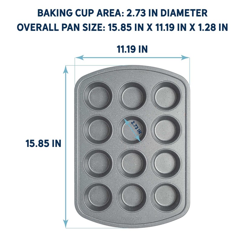 Country Living Nonstick Muffin Pan, Heavy Duty Carbon Steel with