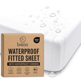 Bisoo The Magic Sheet 32x52 in / 80x130 cm - Fully Waterproof Fitted Sheet 2in1: Jersey Cotton Bed Sheet & Mattress Protector for Toddler & Junior Bed - Breathable, Silent, Oeko-Tex, White