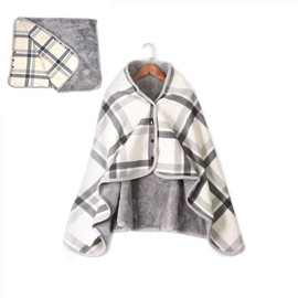 DEWEL Throw Blanket, Worn Blanket, Button, 31.5 x 51.2 inches (80 x 130 cm), Air Conditioning Protection, Warm, Flannel, Washable, Half Blanket, Shoulder Blanket, Cold Protection, Heat Retention,