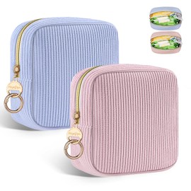 Sanitary Pads Storage Tampon Hygiene Bag for Sanitary Towels Storage Bag Periods Bag with Zip Organiser Nursing Pads Women's Tampons Sanitary Towels Women's Gifts for Girls (Blue & Pink)
