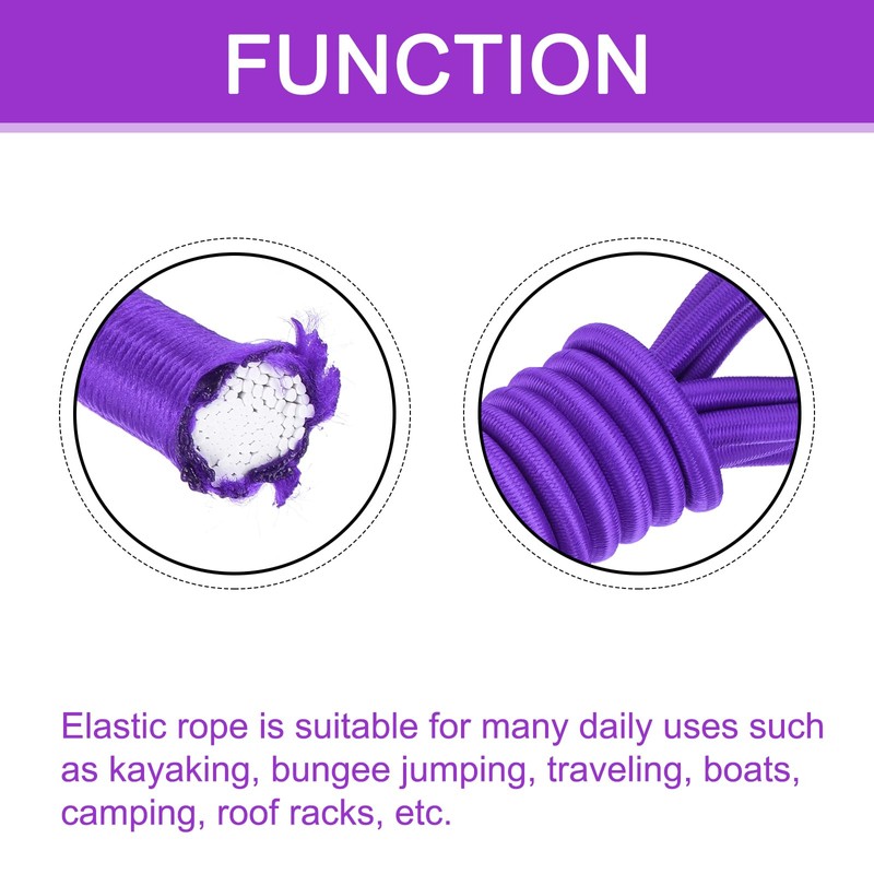 DMiotech 0.4 Inch Shock Cord, 10 Feet Purple Bungee Cord