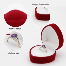 WisePoint Ring Box, Velvet Ring Storage Box Exquisite Ring Jewelry Box with Heart Shaped, Single-seat Ring Gift Box for Proposals, Engagements, Weddings (red)