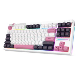 Redragon K729 80% Wired Gasket RGB Gaming Keyboard, 87 Keys TKL Mechanical Keyboard w/Knob Control, Mix-Color PBT Keycaps, Hot-Swap South-Facing Socket & 5-Layer Dampener, Custom Linear Switch