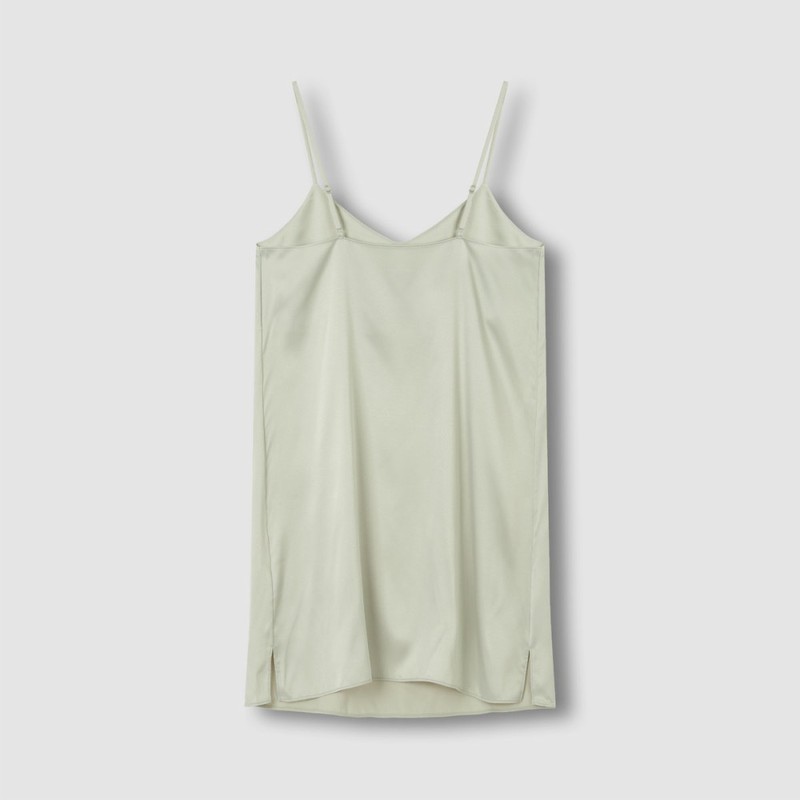 JAJU [JAJU] Women's Satin Stretch Slip Dress_Khaki Gray
