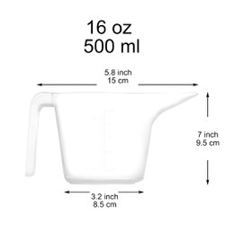Youngever Paquete de 4 tazas medidoras de plástico, tazas medidoras transparentes (capacidad de 2 tazas)