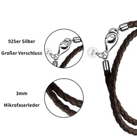 Viwind Leather Bracelet for Women Braided Leather Bracelet 34/36/38/40/42/60/63 cm 925 Silver Clasp Double Layer DIY Beads Charms