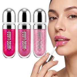 3 Lip Gloss Hidratante Labios Brillo Acido Hialuronico Labial Colores Naturales Labial No Pegajoso, Nutritivo y de Larga Duración Maquillaje Glossy...